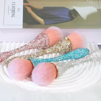 Кисть для макияжа с алмазной ручкой, кисть для рассыпчатой пудры, кисть для румян, профессиональная кисть для макияжа, тональная основа, румяна, мягкая щетка для волос, инструмент красный