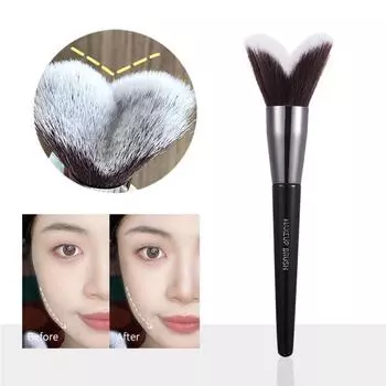 Кисть для макияжа с мягкой щетиной, не осыпающаяся, не разъедающая пудру, подходящая для контурирования подбородка, большая кисть в форме сердца для контурирования подбородка, салон красоты чёрный