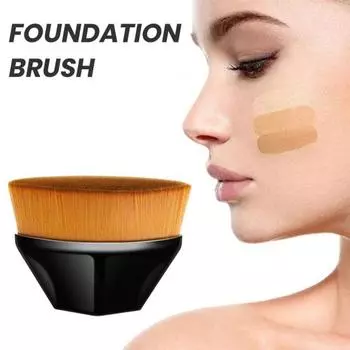 Кисть для макияжа с защитным чехлом Мягкая нейлоновая щетина Румяна для лица Бальзам от пятен Жидкая кисть для тонального крема Многофункциональный инструмент для макияжа чёрный