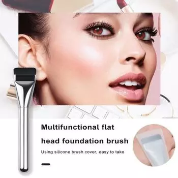 Кисть для макияжа Silver Masque Brush без следов и силиконовым чехлом для легкой защиты и гладкого нанесения серебряный