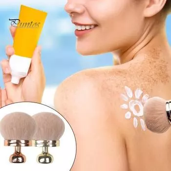 Кисть для макияжа со штампом, мягкая щетина, аппликатор для солнцезащитного крема, портативная многофункциональная тональная основа, рассыпчатая пудра, тени для век, румяна, кисть для солнцезащитного лосьона розового золота