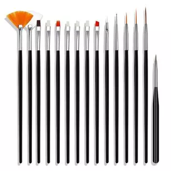 Кисть для маникюра, гелевая кисть для нейл-арта, 15 шт./компл. Кисть для ногтей, гелевая кисть розовый