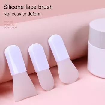 Кисть для маски для лица, 3 шт./компл., эргономичный дизайн, короткая ручка, портативная силиконовая основа, крем для лица, грязевая глина, кисть для маски, аппликатор, для путешествий 3pcs белый