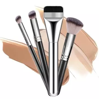 Кисть для нанесения тонального крема Yurika Foundation Flat Makeup Brush 4 Concealer Thin Makeup Foundation Daily Удобный для макияжа Косметический инструмент Кисть, Набор, Кусочки, Кисть,