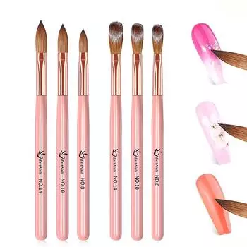 Кисть для ногтей Кисти для ногтей Ручка Розовая ручка Профессиональная пудра для наращивания Резьба розовый