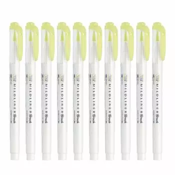 Кисть для подводки хайлайтера ZEBRA Mild Liner Brush, мягкая желтая, 10 шт. B-WFT8-MY жёлтый