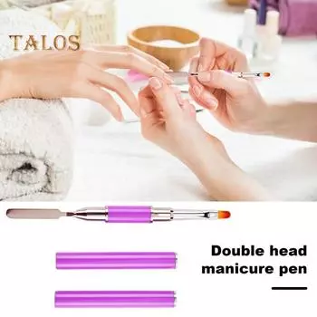 Кисть для рисования ногтей Мягкая щетина и клей-палочка Двойная головка Ручка для рисования маникюра Многофункциональная акриловая жидкая пудра-лайнер Ручка белый