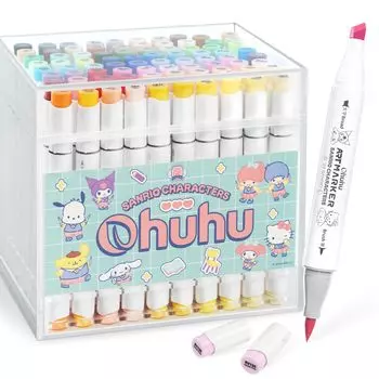 Кисть для рисования Ohuhu 80 81 Sanrio x Ohuhu Sanrio Professional Pastel Light Marker Alcohol Включает 1 маркер-блендер, тип, цвета, детали,