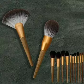 Кисть для сандалового дерева, 12 шт., Fuso, мех лисы, мех животных, набор кистей для макияжа, кисть для теней, кисть для пудры, косметические инструменты