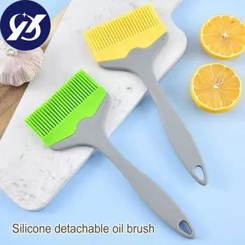 Кисть для силиконового масла для барбекю Пищевая гибкая щетина Расширенная головка Эргономичная ручка Подвесная съемная Легко чистящаяся щетка для барбекю Кухонные гаджеты жёлтый