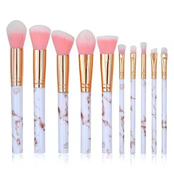 Кисть для тонального крема, кисть для рассыпчатой пудры, кисть для теней, набор из 10 мраморных кистей для макияжа, мраморная кисть для макияжа, косметические инструменты