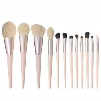Кисть для тонального крема, кисть для рассыпчатой пудры, кисть для теней, набор кистей для макияжа из 12 предметов, тени для век с мягкой щетиной, рассыпчатая пудра, румяна, кисть для консилера.