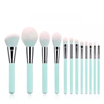 Кисть для тональной основы, рассыпчатая кисть для пудры, кисть для теней, 12 шт., набор кистей для макияжа, шерсть, сиреневый, маленькая сумка для кистей для макияжа серии винограда