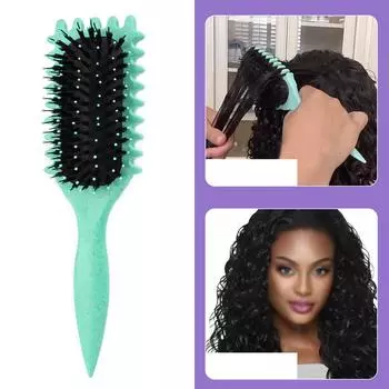 Расческа для укладки вьющихся волос, расческа Boar Define Styling для волн, придание формы и укладка локонов для женщин и девочек One Size зелёный