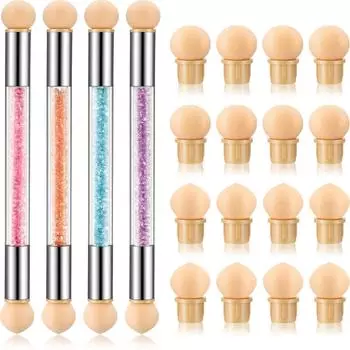 Кисть-губка для ногтей, кисть-ручка для нанесения точек и градиента, двойная головка, кисть-губка для ногтей, ручка, акриловая кисть для рисования на ногтях розовый