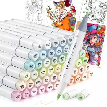 Кисть-маркер Ohuhu 48 Light Professional Illustration включает в себя 1 ручку-блендер Honolulu B Series Pen, тип, цвета, использование, пастель, маркер, кисть/тонкая