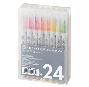 Кисть-ручка Kuretake Color Pen ZIG Clean Color Real Brush 24 цвета RB-6000AT/24V