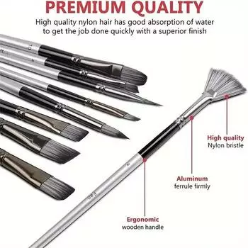 Кисти для акриловой краски Кисти для масляной краски, набор художественных кистей 24 шт. для акриловой, масляной, акварельной живописи, кисти с деревянной ручкой