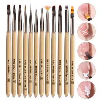 Кисти для дизайна ногтей в полоску, линии с нейлоновой щетиной, сделай сам, кисть для рисования цветов, ручка для рисования, инструменты для нанесения точек, маникюрный инструмент L