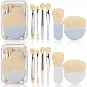 Кисти для макияжа Мини-кисти для макияжа Портативный набор из 12 кистей для нанесения теней для век Мягкий набор кистей для макияжа Удобен для переноски Идеально подходит для ежедневных путешествий Пылезащитный