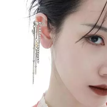 Кисточка циркон серьги клипса без пирсинга для женщин длинный звезда ушная косточка клипса модные индивидуальные украшения вечерние аксессуары винтажные кольца серьги серебряный