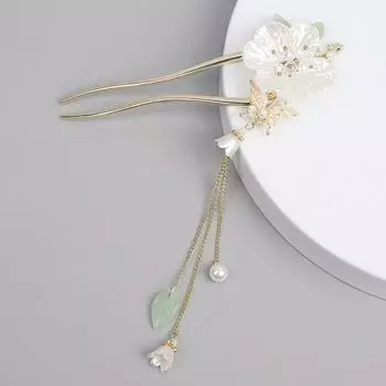 Кисточка для волос в китайском стиле, вилка для волос с бабочкой и цветком, классическая палочка для волос Hanfu, дамы C