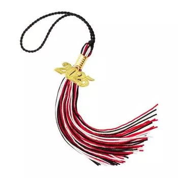 Кисточка для выпускного с подвеской 2025 года, в наличии разные цвета, стиль цветных блоков, длина 40 см, кисточка для рожка на выпускной для школьного сезона 40cm красный/белый