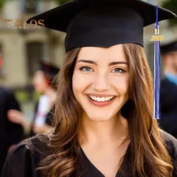 Кисточка для выпускного с подвеской 2025 года, в наличии разные цвета, стиль цветных блоков, длина 40 см, кисточка для рожка на выпускной для школьного сезона золотистый/чёрный