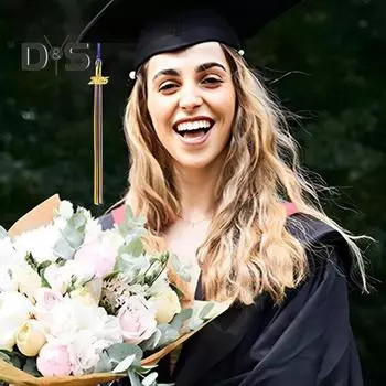 Кисточка для выпускного с подвеской 2025 года, в наличии разные цвета, стиль цветных блоков, длина 40 см, кисточка для рожка на выпускной для школьного сезона 40cm белый/красный