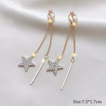 Кисточка клипса для ушей не проколотые женские корейские темпераментные серьги