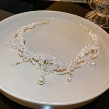 Кисточка Кристалл Ключица Цепочка Чокер Невесты Ювелирные Изделия Ретро Снежинка Ожерелье Свадьба белый