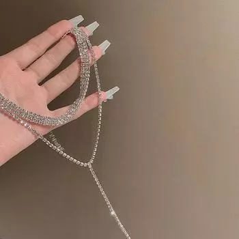 Кисточка сверкающее бриллиантовое ожерелье для девочек цепочка на шею ключицы для женщин аксессуары подарок