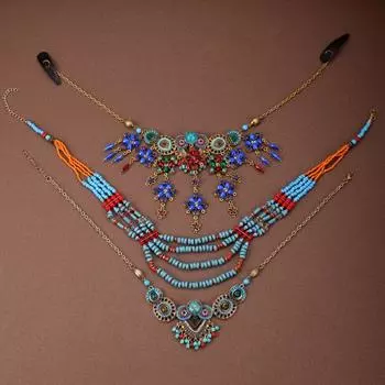 Кисточка в этническом стиле, цепочка на лоб, женская цепочка на голову, бусины, повязки на голову с кисточками для детей U