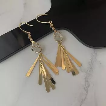 Кисточка, высококачественные маленькие висячие уши, модные универсальные с гальваническим покрытием, легкие роскошные опаловые длинные золотой