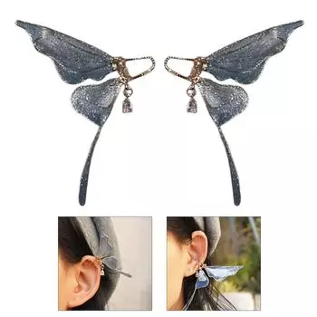Кисточки-бабочки, зажимы для ушей, серьги-капли, нежные серьги-манжеты в форме бабочки, модные украшения для ушей для вечеринок