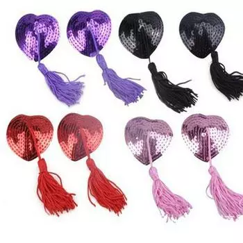 Кисточки Сердечки Пайетки Накладки на соски – Сексуальные аксессуары для нижнего белья с дизайном «Капля крови» One Size