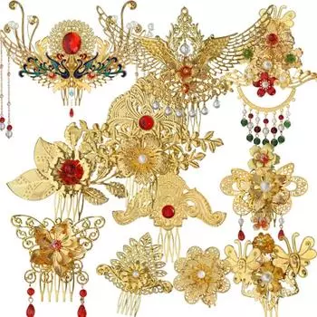 Кисточки в китайском стиле заколка для волос цветочная женская палочка для волос роскошная расческа для волос ханьфу для девочек Style B