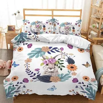 Kit 3D Digital Printing Quilt Cover Illustration Rabbit Three-Piece Set Four-Piece Set 135 * 200 (two-piece set)