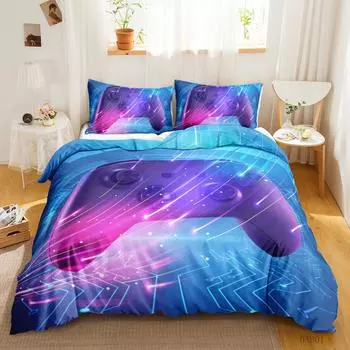 Kit Gamepad 3D Digital Printing Quilt Cover E-Sports Boy Bedding Three-Piece Set 135 * 200 (two sets) 90g