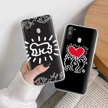 Кит Харинг чехол TPU для iPhone XR 7 8 14 15 11 12 13 X XS Pro Max Xiaomi Redmi 13C Note 9 Samsung A22 S23 S24 Ultra Plus VIVO iPhone 6 аэро