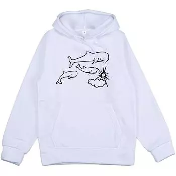 Кит и Солнце Тату Толстовка с капюшоном Пуловер Рок Толстовки Мужская/Женская Одежда Графические Топы S