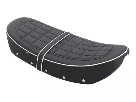 KITACO Кастомное сиденье Dax 125 с ремнем для пассажира (Белый кант) (JB04/JB06) 610-1320080 чёрный