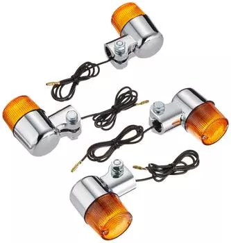 KITACO Round Mini Turn Signal Kit Monkey/Gorilla (6V) Chrome/Orange 830-0302115