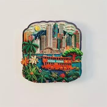 Китай Гонконг 3D Стереоскопические Туристические сувениры Живопись из смолы украшение домашняя коллекция магниты на холодильник