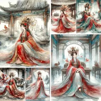 Китайская алмазная живопись Древняя императрица полная алмазная мозаика новая серия горный хрусталь художественная вышивка Феникс комплект для вышивания домашний декор J3725 square 40x30cm белый