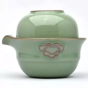 Китайская чайная утварь Tenko Chako, чашка Kaigu Kiln Plum, длинный диаметр 110 x короткий диаметр 95 x высота 65 мм (Ворота синие) [Чайная утварь]