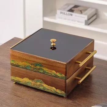 Китайская деревянная тарелка для сухофруктов, высококачественная тарелка для закусок и орехов, тарелка для напитков в гостиничном клубе, ящик для хранения фруктов из цельного дерева