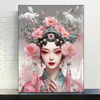 Китайская девочка 5DDiy Алмазная картина Новое поступление Набор для вышивки крестом Кролик Фея Вышивка Красота Мозаичное украшение Full Round 20x30CM