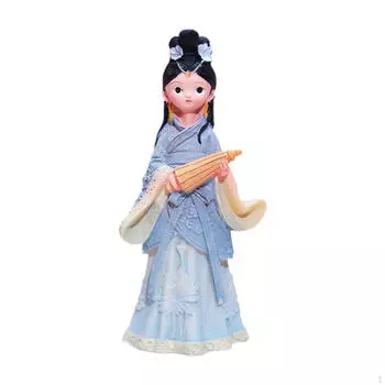 Китайская Древняя Кукла Фигурка Украшения Статуя Ханфу Скульптура для Гостиной Магазина синий