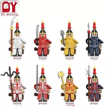 Китайская древняя кукла-солдат с восемью флагами, строительный блок, игрушка